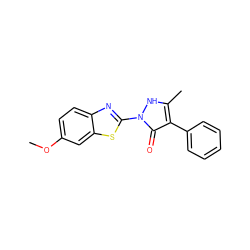 COc1ccc2nc(-n3[nH]c(C)c(-c4ccccc4)c3=O)sc2c1 ZINC000073240078