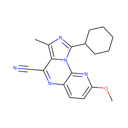 COc1ccc2nc(C#N)c3c(C)nc(C4CCCCC4)n3c2n1 ZINC000049036904