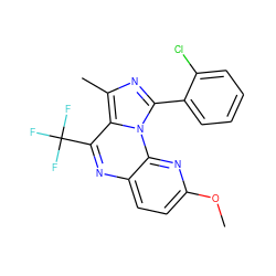 COc1ccc2nc(C(F)(F)F)c3c(C)nc(-c4ccccc4Cl)n3c2n1 ZINC000073163897