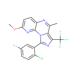 COc1ccc2nc(C)c3c(C(F)(F)F)nc(-c4cc(F)ccc4Cl)n3c2n1 ZINC000073169357