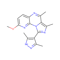 COc1ccc2nc(C)c3c(C)nc(-c4c(C)n[nH]c4C)n3c2n1 ZINC000073163914