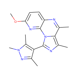 COc1ccc2nc(C)c3c(C)nc(-c4c(C)nn(C)c4C)n3c2n1 ZINC000043205779