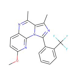 COc1ccc2nc(C)c3c(C)nc(-c4ccccc4C(F)(F)F)n3c2n1 ZINC000073164673