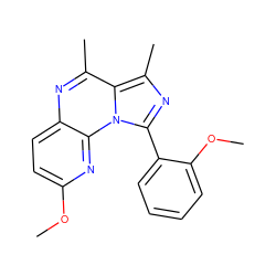 COc1ccc2nc(C)c3c(C)nc(-c4ccccc4OC)n3c2n1 ZINC000073169860