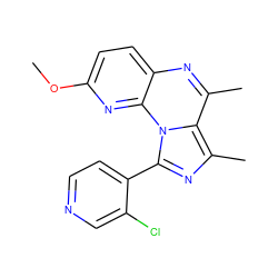 COc1ccc2nc(C)c3c(C)nc(-c4ccncc4Cl)n3c2n1 ZINC000073170213