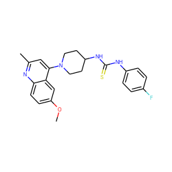 COc1ccc2nc(C)cc(N3CCC(NC(=S)Nc4ccc(F)cc4)CC3)c2c1 ZINC000299870726