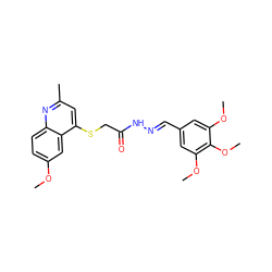 COc1ccc2nc(C)cc(SCC(=O)N/N=C/c3cc(OC)c(OC)c(OC)c3)c2c1 ZINC000072109097