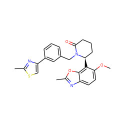 COc1ccc2nc(C)oc2c1[C@@H]1CCCC(=O)N1Cc1cccc(-c2csc(C)n2)c1 ZINC000098176765