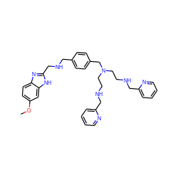 COc1ccc2nc(CNCc3ccc(CN(CCNCc4ccccn4)CCNCc4ccccn4)cc3)[nH]c2c1 ZINC000136446435