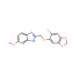 COc1ccc2nc(COc3cc4c(cc3Cl)OCO4)[nH]c2c1 ZINC000040891968