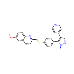 COc1ccc2nc(CSc3ccc(-c4c(-c5ccncc5)cnn4C)cc3)ccc2c1 ZINC000169326614