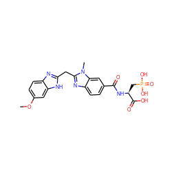 COc1ccc2nc(Cc3nc4ccc(C(=O)N[C@@H](CP(=O)(O)O)C(=O)O)cc4n3C)[nH]c2c1 ZINC000013860252