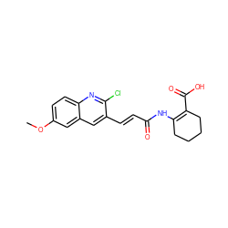 COc1ccc2nc(Cl)c(/C=C/C(=O)NC3=C(C(=O)O)CCCC3)cc2c1 ZINC000169327833