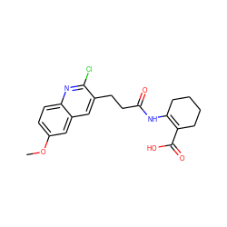 COc1ccc2nc(Cl)c(CCC(=O)NC3=C(C(=O)O)CCCC3)cc2c1 ZINC000169326191