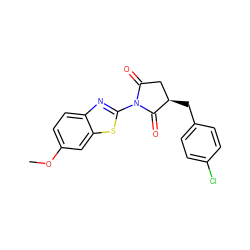 COc1ccc2nc(N3C(=O)C[C@@H](Cc4ccc(Cl)cc4)C3=O)sc2c1 ZINC000000793215