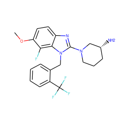 COc1ccc2nc(N3CCC[C@@H](N)C3)n(Cc3ccccc3C(F)(F)F)c2c1F ZINC000014953933