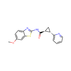 COc1ccc2nc(NC(=O)[C@H]3C[C@@H]3c3ccccn3)sc2c1 ZINC000103294166