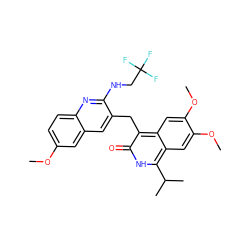 COc1ccc2nc(NCC(F)(F)F)c(Cc3c(=O)[nH]c(C(C)C)c4cc(OC)c(OC)cc34)cc2c1 ZINC000201599513