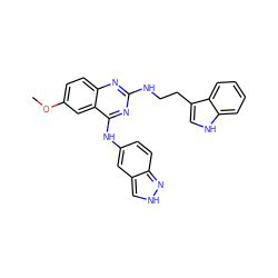 COc1ccc2nc(NCCc3c[nH]c4ccccc34)nc(Nc3ccc4n[nH]cc4c3)c2c1 ZINC001772600080