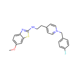 COc1ccc2nc(NCCc3cc[n+](Cc4ccc(F)cc4)cc3)sc2c1 ZINC001772569998