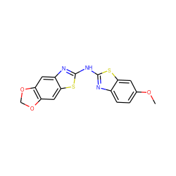 COc1ccc2nc(Nc3nc4cc5c(cc4s3)OCO5)sc2c1 ZINC000004137807