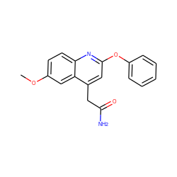 COc1ccc2nc(Oc3ccccc3)cc(CC(N)=O)c2c1 ZINC000029394665