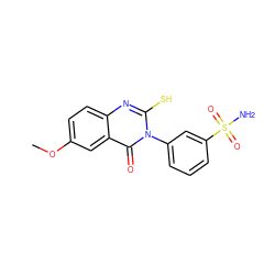 COc1ccc2nc(S)n(-c3cccc(S(N)(=O)=O)c3)c(=O)c2c1 ZINC001772611722