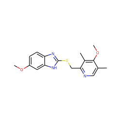 COc1ccc2nc(SCc3ncc(C)c(OC)c3C)[nH]c2c1 ZINC000013603907