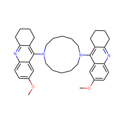 COc1ccc2nc3c(c(N4CCCCCN(c5c6c(nc7ccc(OC)cc57)CCCC6)CCCCC4)c2c1)CCCC3 ZINC000073169126