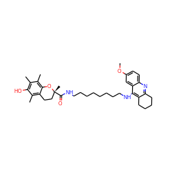 COc1ccc2nc3c(c(NCCCCCCCCNC(=O)[C@]4(C)CCc5c(C)c(O)c(C)c(C)c5O4)c2c1)CCCC3 ZINC000473146631