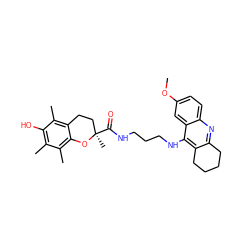 COc1ccc2nc3c(c(NCCCNC(=O)[C@]4(C)CCc5c(C)c(O)c(C)c(C)c5O4)c2c1)CCCC3 ZINC000473149623