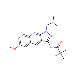 COc1ccc2nc3c(cc2c1)c(NC(=O)C(C)(C)C)nn3CC(C)C ZINC000005577367