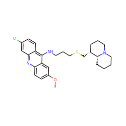 COc1ccc2nc3cc(Cl)ccc3c(NCCCSC[C@@H]3CCCN4CCCC[C@H]34)c2c1 ZINC000071281989