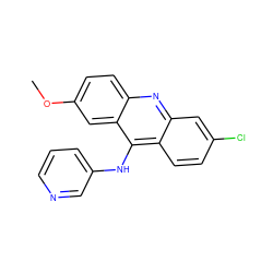 COc1ccc2nc3cc(Cl)ccc3c(Nc3cccnc3)c2c1 ZINC000004366490