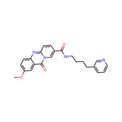 COc1ccc2nc3ccc(C(=O)NCCCCc4cccnc4)cn3c(=O)c2c1 ZINC000029557120