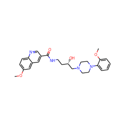 COc1ccc2ncc(C(=O)NCC[C@H](O)CN3CCN(c4ccccc4OC)CC3)cc2c1 ZINC000473247247