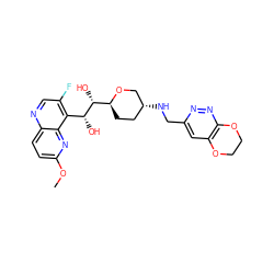 COc1ccc2ncc(F)c([C@@H](O)[C@H](O)[C@@H]3CC[C@@H](NCc4cc5c(nn4)OCCO5)CO3)c2n1 ZINC000096284034