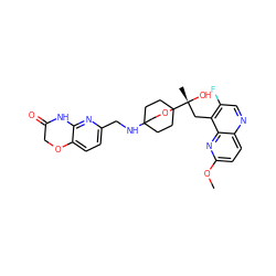 COc1ccc2ncc(F)c(C[C@@](C)(O)C34CCC(NCc5ccc6c(n5)NC(=O)CO6)(CC3)CO4)c2n1 ZINC000149105453