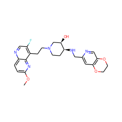 COc1ccc2ncc(F)c(CCN3CC[C@H](NCc4cc5c(cn4)OCCO5)[C@H](O)C3)c2n1 ZINC000034111149