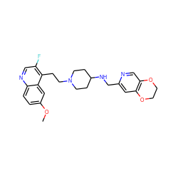 COc1ccc2ncc(F)c(CCN3CCC(NCc4cc5c(cn4)OCCO5)CC3)c2c1 ZINC000038517882