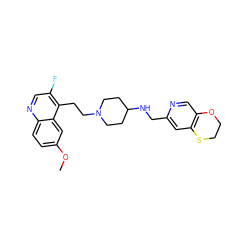 COc1ccc2ncc(F)c(CCN3CCC(NCc4cc5c(cn4)OCCS5)CC3)c2c1 ZINC000045191705