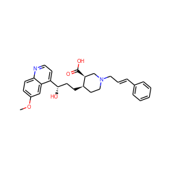 COc1ccc2nccc([C@@H](O)CC[C@@H]3CCN(C/C=C/c4ccccc4)C[C@@H]3C(=O)O)c2c1 ZINC000096905573