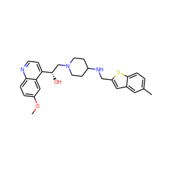 COc1ccc2nccc([C@@H](O)CN3CCC(NCc4cc5cc(C)ccc5s4)CC3)c2c1 ZINC000045192706