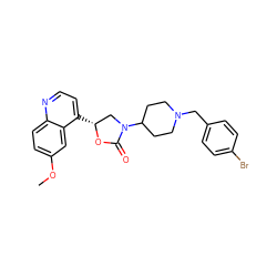COc1ccc2nccc([C@@H]3CN(C4CCN(Cc5ccc(Br)cc5)CC4)C(=O)O3)c2c1 ZINC000028893647