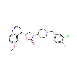 COc1ccc2nccc([C@@H]3CN(C4CCN(Cc5ccc(Cl)c(Cl)c5)CC4)C(=O)O3)c2c1 ZINC000028893730