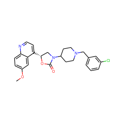 COc1ccc2nccc([C@@H]3CN(C4CCN(Cc5cccc(Cl)c5)CC4)C(=O)O3)c2c1 ZINC000028893550