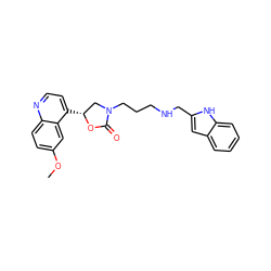 COc1ccc2nccc([C@@H]3CN(CCCNCc4cc5ccccc5[nH]4)C(=O)O3)c2c1 ZINC000028892349