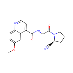 COc1ccc2nccc(C(=O)NCC(=O)N3CCC[C@H]3C#N)c2c1 ZINC000096270275