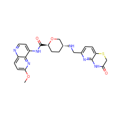 COc1ccc2nccc(NC(=O)[C@@H]3CC[C@@H](NCc4ccc5c(n4)NC(=O)CS5)CO3)c2n1 ZINC000034607949