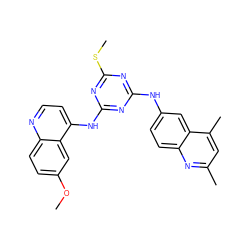 COc1ccc2nccc(Nc3nc(Nc4ccc5nc(C)cc(C)c5c4)nc(SC)n3)c2c1 ZINC000098081941